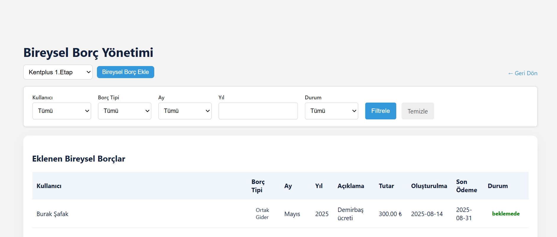 Duyuru & bildirim ekranı